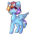 Size: 766x839 | Tagged: safe, artist:mirijane, artist:windymils, derpibooru import, rainbow dash, pegasus, pony, collaboration, female, goggles, mare, multicolored hair, raised hoof, simple background, smiling, solo, transparent background