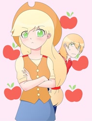 Size: 647x850 | Tagged: safe, artist:2kaze, applejack, big macintosh, g4, apple, applecest, applemac, female, humanized, incest, male, my little sister can't be this cute, oreimo, parody, shipping, simple background, straight