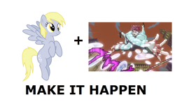 Size: 1008x600 | Tagged: safe, derpy hooves, pegasus, pony, caesar zeppeli, exploitable meme, female, jojo's bizarre adventure, make it happen, mare