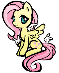 Size: 595x731 | Tagged: safe, artist:misspokky, angel bunny, fluttershy, pegasus, pony, rabbit, cute, female, mare, shyabetes, simple background, solo focus, transparent background