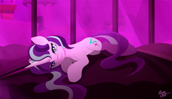 Size: 2500x1438 | Tagged: safe, artist:pedrohander, starlight glimmer, pony, unicorn, bed, clothes, female, mare, socks, solo, stupid sexy starlight glimmer, sultry pose
