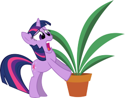 Size: 4001x3151 | Tagged: safe, artist:binaryninj4, derpibooru import, twilight sparkle, unicorn twilight, pony, unicorn, green isn't your color, plant, pot, potted plant, simple background, solo, transparent background, vector