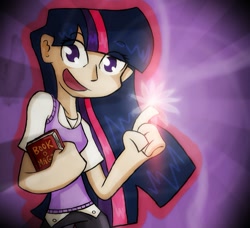 Size: 959x873 | Tagged: safe, artist:chaos-flare44, derpibooru import, twilight sparkle, book, humanized, solo