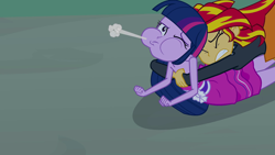 Size: 1920x1080 | Tagged: safe, screencap, sunset shimmer, twilight sparkle, equestria girls, breast grab, breasts, funny, great moments in animation, grope, out of context, puffy cheeks