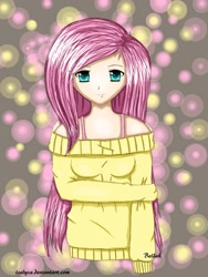 Size: 3000x4000 | Tagged: safe, artist:izelyca, fluttershy, human, clothes, female, humanized, pink hair