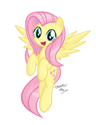 Size: 1931x2500 | Tagged: safe, artist:danmakuman, fluttershy, pegasus, pony, female, mare, pink mane, solo, yellow coat