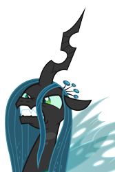 Size: 3518x5281 | Tagged: safe, artist:koolfrood, queen chrysalis, changeling, changeling queen, the mean 6, .ai available, absurd resolution, bust, fangs, female, portrait, simple background, solo, transparent background, vector