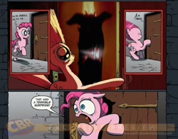 Size: 771x600 | Tagged: safe, idw, pinkie pie, earth pony, pony, exploitable meme, ghostbusters, meme, obligatory pony, surprise door, zuul