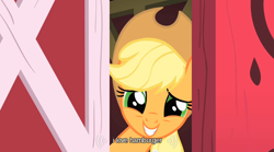 Size: 640x355 | Tagged: safe, screencap, applejack, earth pony, pony, party of one, female, mare, youtube caption