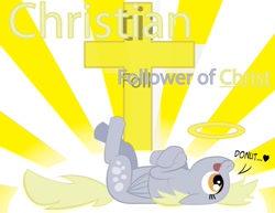 Size: 792x612 | Tagged: safe, artist:ostichristian, derpy hooves, pegasus, pony, christianity, donut, female, mare, religion