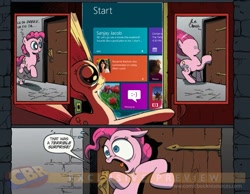 Size: 900x700 | Tagged: safe, idw, pinkie pie, earth pony, pony, exploitable meme, meme, obligatory pony, surprise door, windows 8