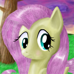 Size: 1200x1200 | Tagged: safe, artist:predelnik, fluttershy, pegasus, pony, derp, female, mare, pink mane, yellow coat