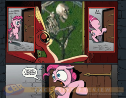 Size: 900x700 | Tagged: safe, idw, pinkie pie, earth pony, pony, exploitable meme, meme, mr. bones, mr. bones' wild ride, obligatory pony, rollercoaster tycoon, surprise door, the ride never ends