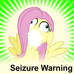 Size: 250x250 | Tagged: safe, artist:kuren247, artist:ze, edit, fluttershy, pegasus, pony, foaming at the mouth, rabies, seizure, spoilered image joke