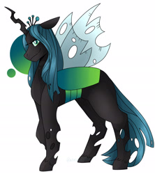 Size: 2240x2520 | Tagged: safe, artist:aerialauthor, queen chrysalis, changeling, changeling queen, pony, female, simple background, smiling, solo, standing, transparent background