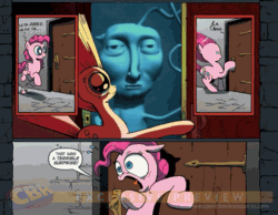 Size: 900x700 | Tagged: safe, edit, idw, pinkie pie, earth pony, pony, animated, courage the cowardly dog, exploitable meme, meme, obligatory pony, surprise door, you're not perfect