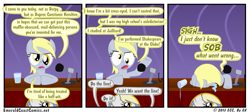 Size: 950x424 | Tagged: safe, artist:gx, derpy hooves, pegasus, pony, animated actors, announcement, comic, crying, female, horsepower, mare, microphone, mouthpiece, podium