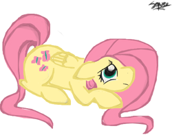 Size: 500x400 | Tagged: safe, artist:squee, fluttershy, pegasus, pony, scared, solo