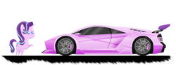 Size: 2652x988 | Tagged: safe, artist:oinktweetstudios, starlight glimmer, pony, unicorn, car, grand theft auto, gta v, hypercar, pegassi zentorno, pointy ponies, simple background, solo, supercar, white background