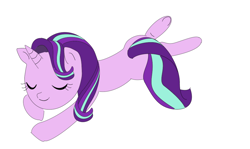 Size: 988x587 | Tagged: safe, starlight glimmer, pony, unicorn, prone, simple background, sleeping, solo, white background