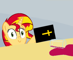 Size: 275x225 | Tagged: safe, sunset shimmer, pony, bible, pure unfiltered evil, smiling, wine