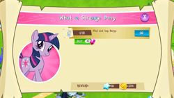 Size: 854x480 | Tagged: safe, screencap, derpy hooves, twilight sparkle, pegasus, pony, female, game, gameloft, hack, hacked, mare