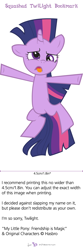 Size: 650x1961 | Tagged: safe, artist:dm29, derpibooru import, twilight sparkle, bookmark, cartoon physics, derp, flat, flattened, solo, squashed, squished