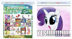 Size: 587x314 | Tagged: safe, rarity, pony, unicorn, bingo, exploitable meme, juxtaposition, juxtaposition win