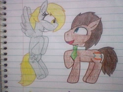 Size: 640x480 | Tagged: safe, artist:imtailsthefoxfan, derpy hooves, doctor whooves, pegasus, pony, female, mare, necktie, traditional art