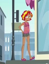 Size: 784x1020 | Tagged: safe, artist:cirusthecitrus, sunset shimmer, human, alternate hairstyle, humanized, sandals, solo