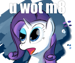 Size: 681x571 | Tagged: safe, edit, rarity, pony, unicorn, female, horn, mare, u wot m8, white coat