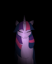 Size: 900x1104 | Tagged: dead source, safe, artist:100yearslater, derpibooru import, twilight sparkle, pony, unicorn, black background, eyes closed, female, link in description, mare, simple background, solo