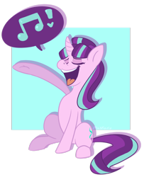 Size: 1024x1258 | Tagged: safe, artist:maskarie, starlight glimmer, pony, unicorn, eyes closed, open mouth, simple background, singing, sitting, solo, transparent background