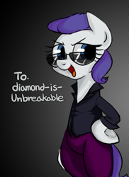 Size: 461x633 | Tagged: safe, artist:kimgoma, rarity, pony, unicorn, ask-rarity-kor, cool, sunglasses