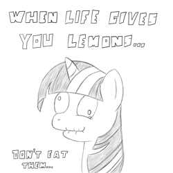 Size: 1750x1750 | Tagged: safe, artist:mr-1, derpibooru import, twilight sparkle, lemon, lineart, solo