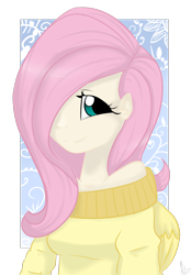 Size: 1280x1839 | Tagged: safe, artist:marisalle, fluttershy, bust, humanized, portrait, solo