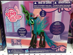 Size: 871x662 | Tagged: safe, queen chrysalis, changeling, changeling queen, back card, backcard, box, choking hazard, error, fail, irl, merchandise, photo, ponymania, solo, wtf