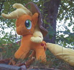 Size: 2601x2481 | Tagged: safe, artist:agony-roses, applejack, pony, hat, irl, photo, plushie, solo