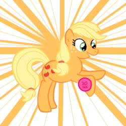 Size: 512x512 | Tagged: safe, artist:aztywolfette, applejack, earth pony, pony, blonde mane, female, mare, orange coat, solo, weight lifting