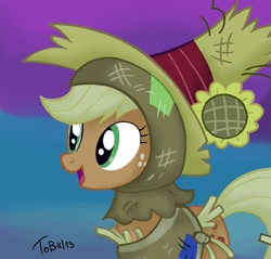 Size: 663x633 | Tagged: safe, artist:tobal13, applejack, earth pony, pony, female, mare, nightmare night, scarecrow