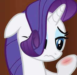 Size: 999x982 | Tagged: safe, rarity, pony, unicorn, magic duel, female, horn, mare, poking, white coat