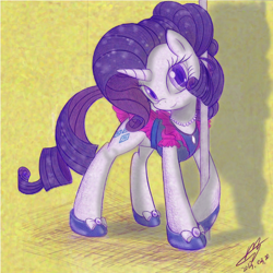 Size: 700x700 | Tagged: safe, artist:kyodashiro, artist:scarletvye, rarity, pony, unicorn, clothes, dress