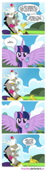 Size: 900x3272 | Tagged: safe, artist:pixelkitties, derpibooru import, discord, twilight sparkle, twilight sparkle (alicorn), alicorn, chicken, draconequus, pony, comic, female, male, mare