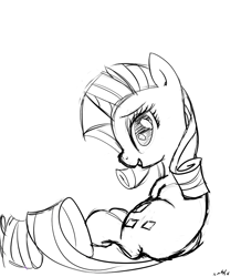 Size: 786x900 | Tagged: safe, artist:nasse, rarity, pony, unicorn, monochrome, sketch, solo