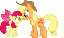 Size: 900x540 | Tagged: safe, apple bloom, applejack, earth pony, pony, simple background, transparent background, vector