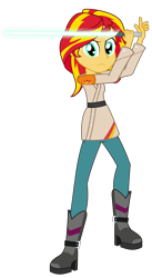 Size: 1639x3000 | Tagged: safe, artist:amante56, sunset shimmer, equestria girls, 20th century fox, boots, clothes, crossover, disney, jedi knight, lightsaber, lucasfilm, solo, star wars