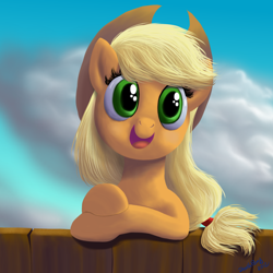 Size: 2000x2000 | Tagged: safe, artist:deathpwny, applejack, earth pony, pony, female, mare, smiling, solo