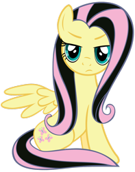 Size: 900x1145 | Tagged: safe, artist:mihaaaa, fluttershy, pegasus, pony, artifact, dyed hair, emoshy, female, mare, simple background, sitting, solo, transparent background, vector