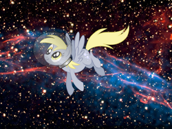 Size: 2667x2000 | Tagged: safe, artist:kittyhawkman, derpy hooves, pegasus, pony, female, mare, solo, space, space helmet, the cosmos