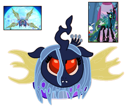 Size: 683x589 | Tagged: safe, artist:harmony--bunny, queen chrysalis, changeling, changeling queen, crossover, kirby: triple deluxe, queen sectonia, simple background, soul of sectonia, transparent background